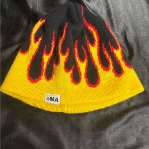 Yellow and Black Flame Beanie